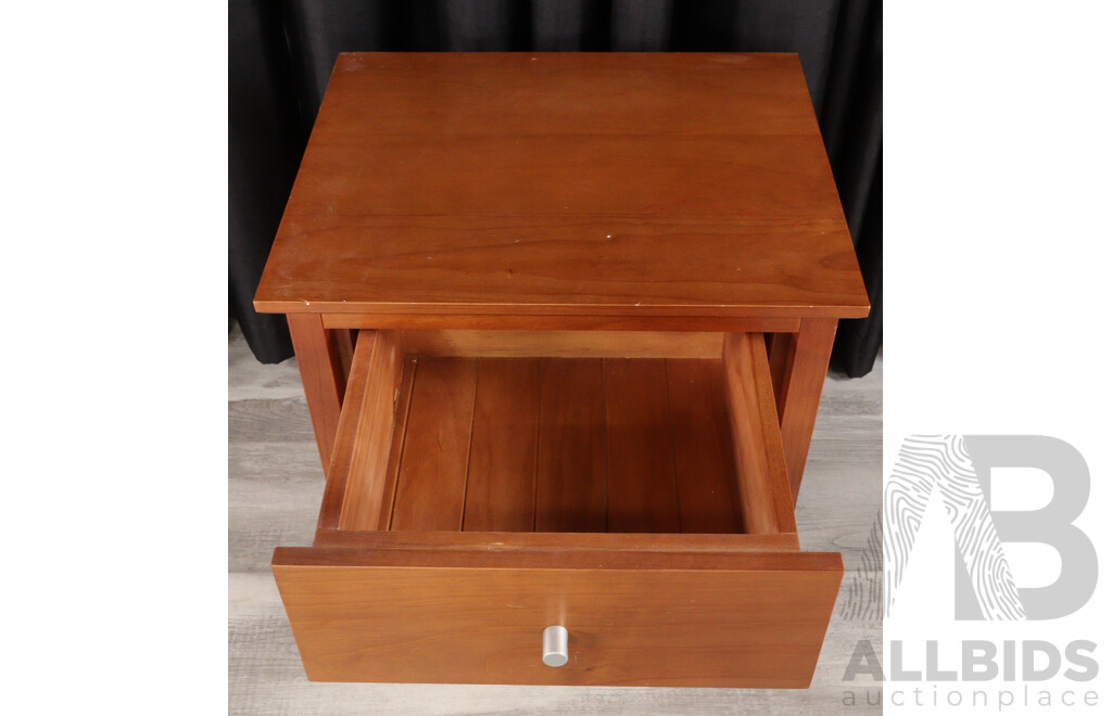 Set of Three Timber Two Drawer Bedside Chests