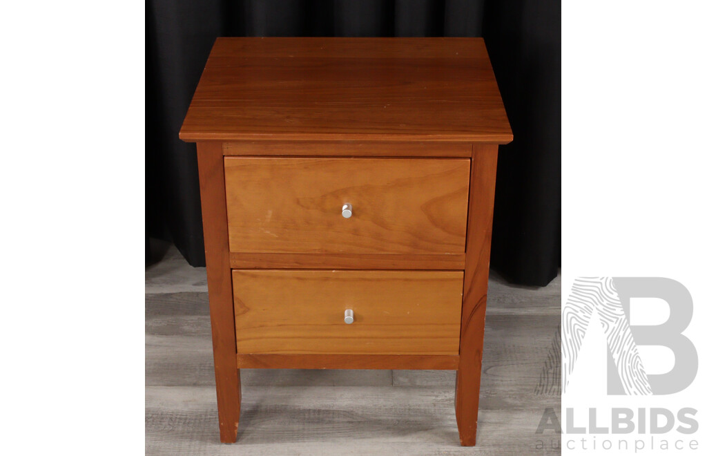 Set of Three Timber Two Drawer Bedside Chests