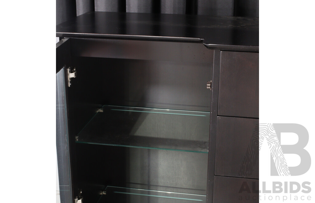 Large Painted Two Door Cabinet with Six Central Drawers