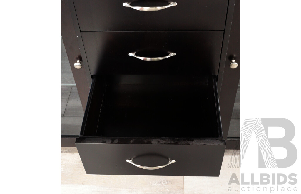 Large Painted Two Door Cabinet with Six Central Drawers