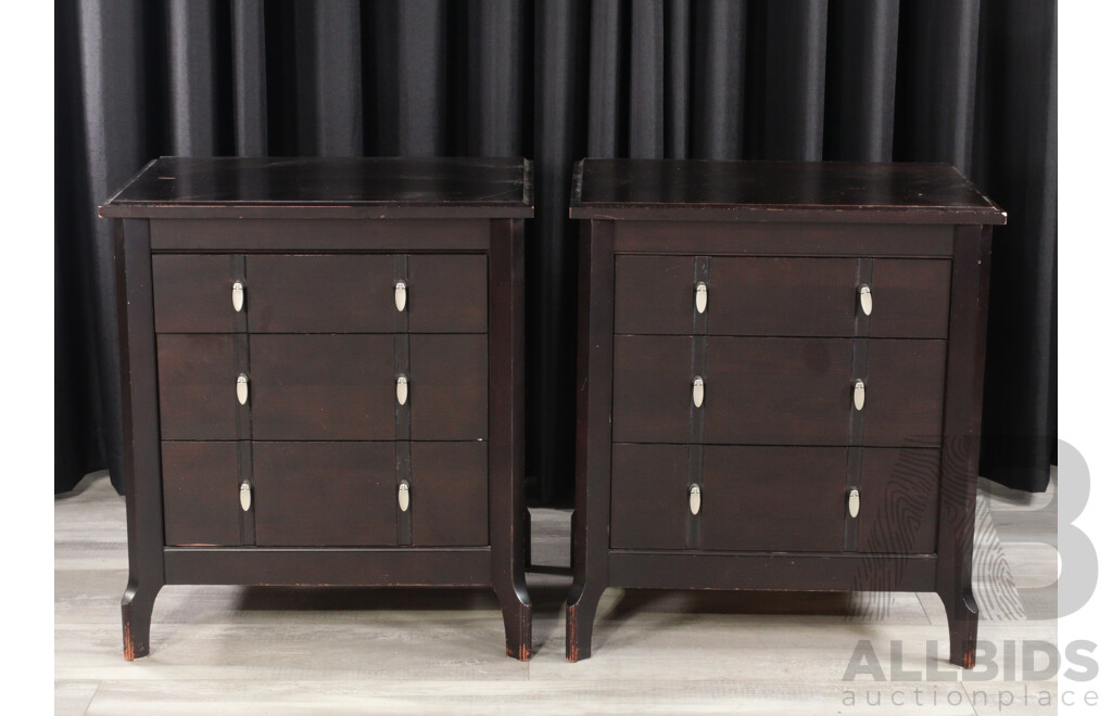 Pair of Three Drawer Bedsides by Villageois Furniture