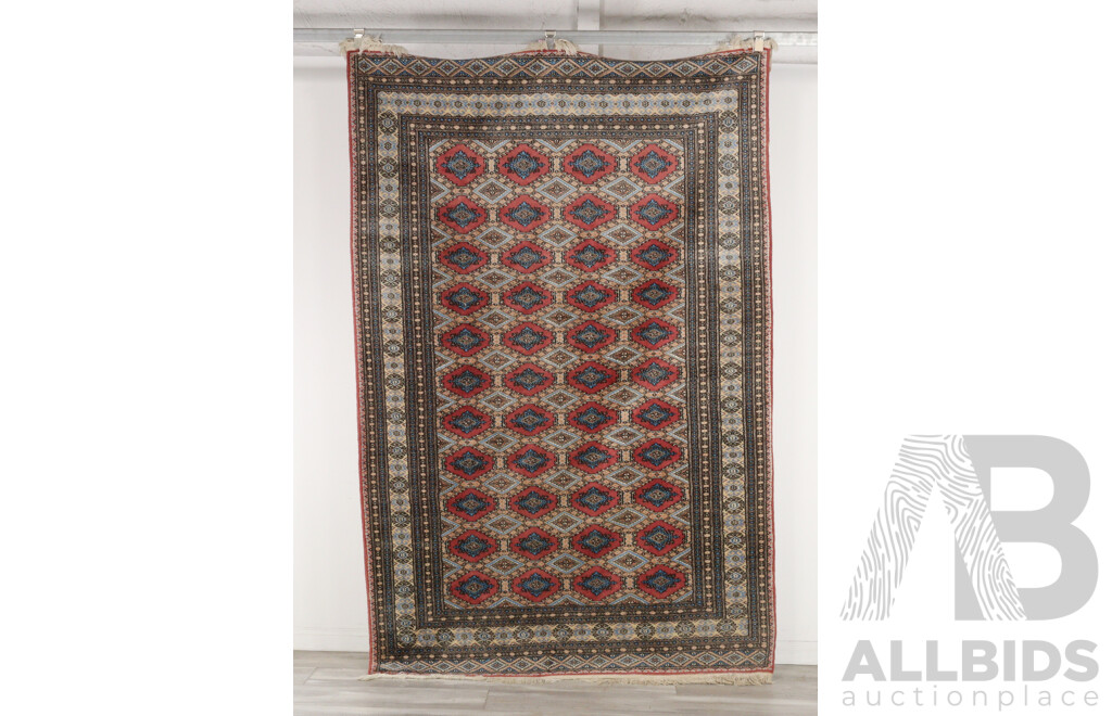 Large Hand Knotted Bokhara Style Wool Carpet with Traditional Design