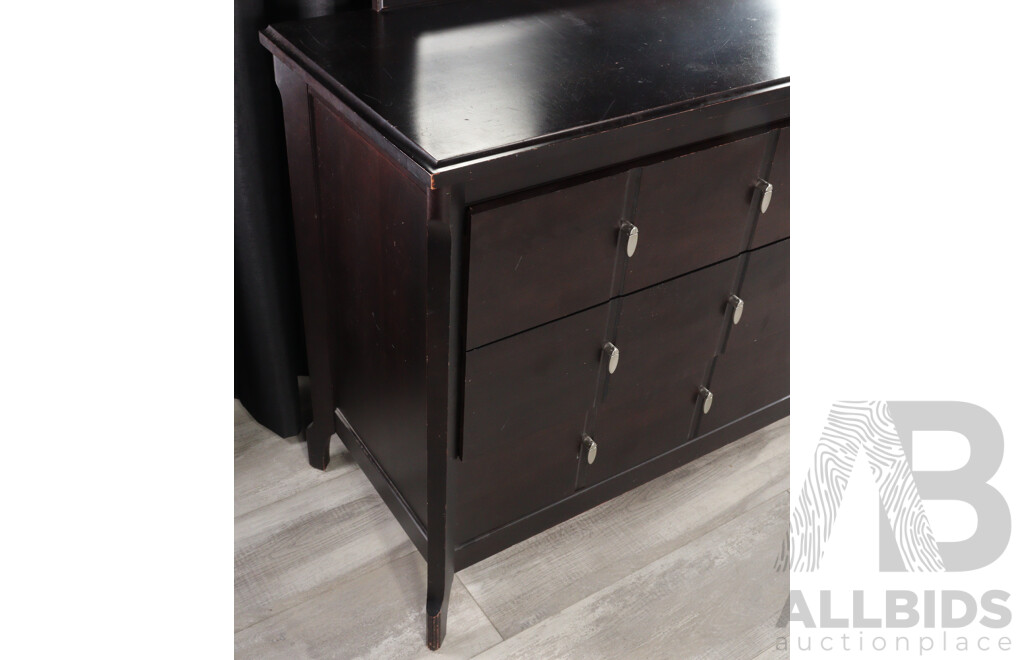 Large Six Drawer Sideboard with Mirrored Back by Villageois Furniture
