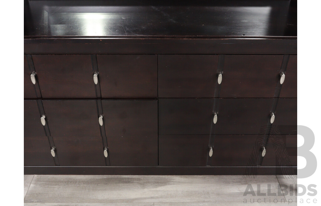 Large Six Drawer Sideboard with Mirrored Back by Villageois Furniture