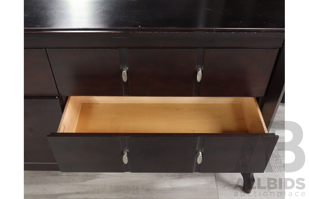 Large Six Drawer Sideboard with Mirrored Back by Villageois Furniture
