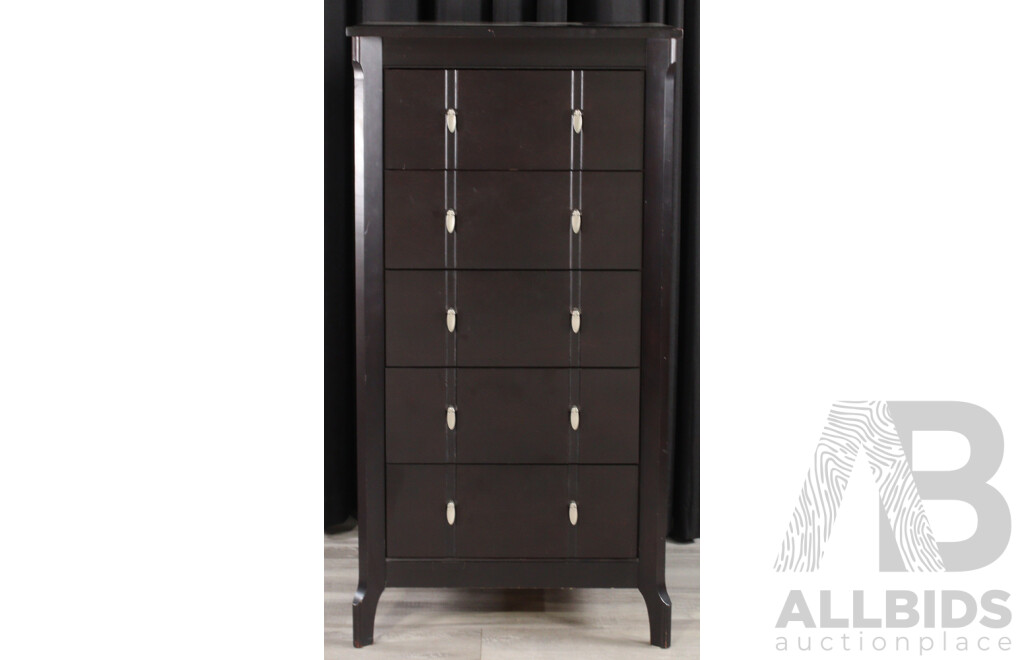 Painted Five Drawer Tall Boy by Villageois Furniture