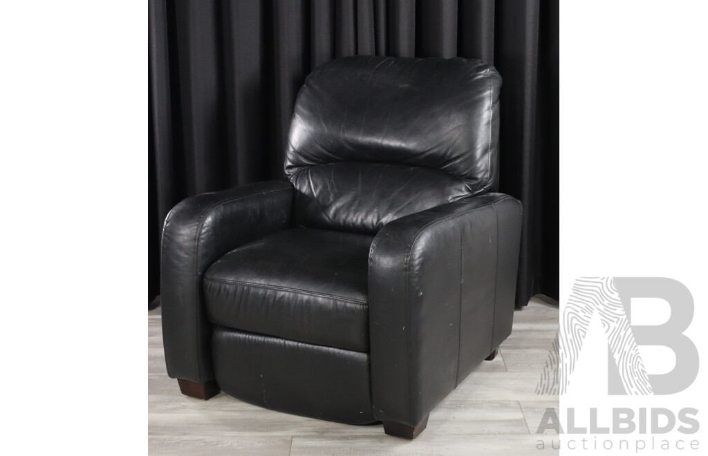 Modern Black Leather Reclining Armchair