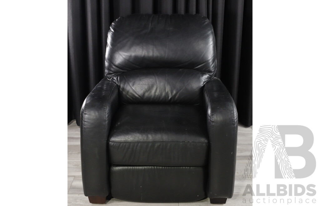Modern Black Leather Reclining Armchair
