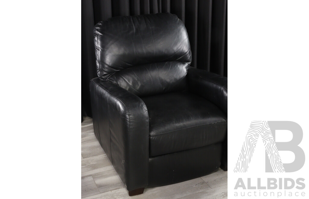Modern Black Leather Reclining Armchair
