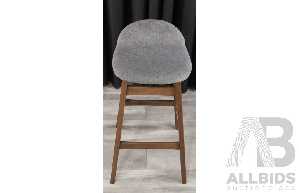 Set of Three Timber Based Barstools with Fabric Seats