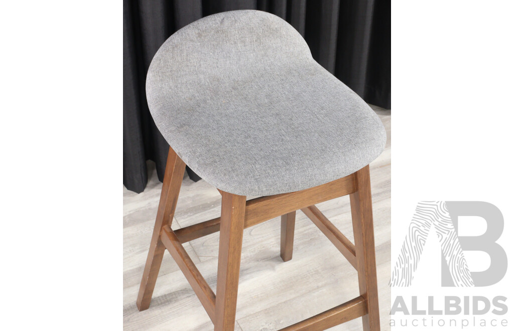 Set of Three Timber Based Barstools with Fabric Seats