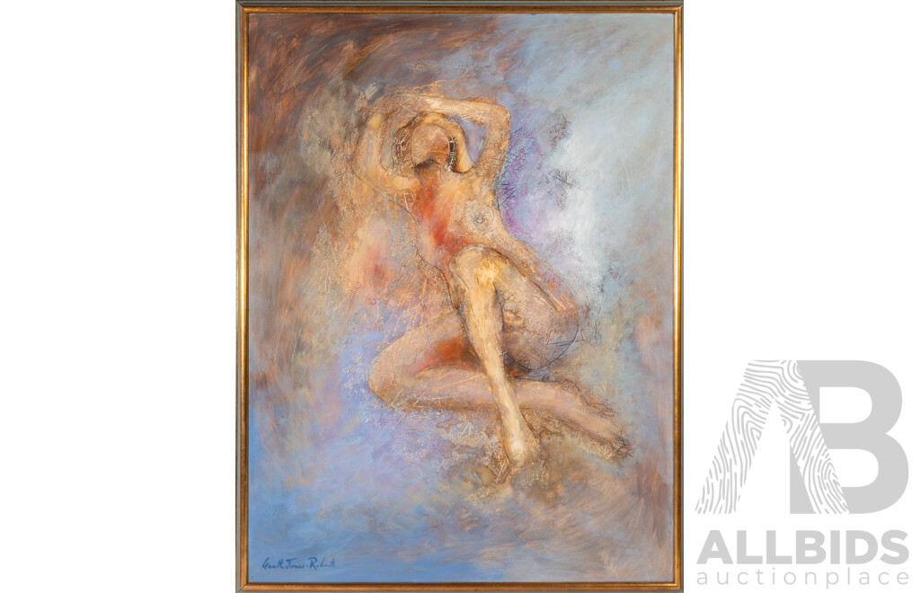 Gareth Jones-Roberts, (20th Century, British-Born Australian, 1935-2013), Naked Woman Seated, Oil on Board, 128 x 97 cm (frame)