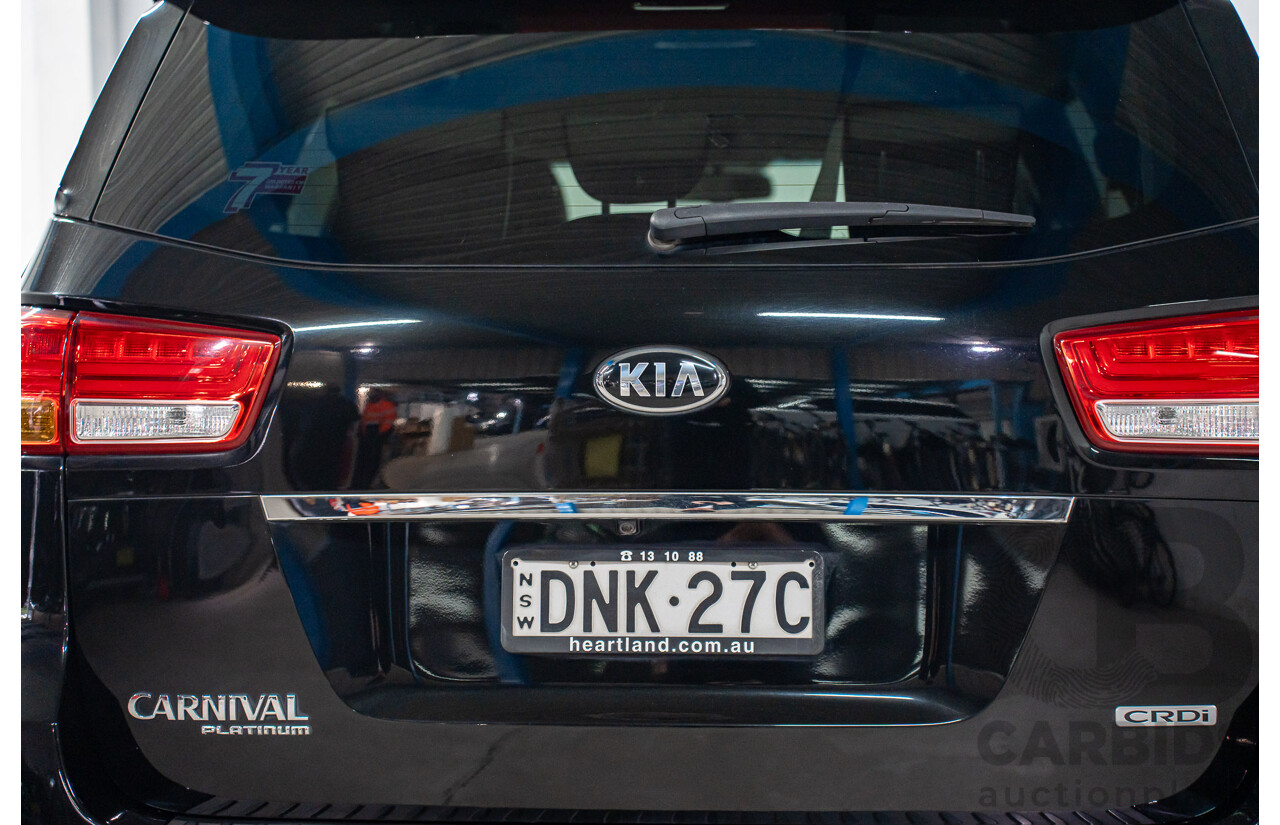06/2017 Kia Carnival Platinum (FWD) YP MY18 4d Wagon Aurora Black Pearl Turbo Diesel 2.2L