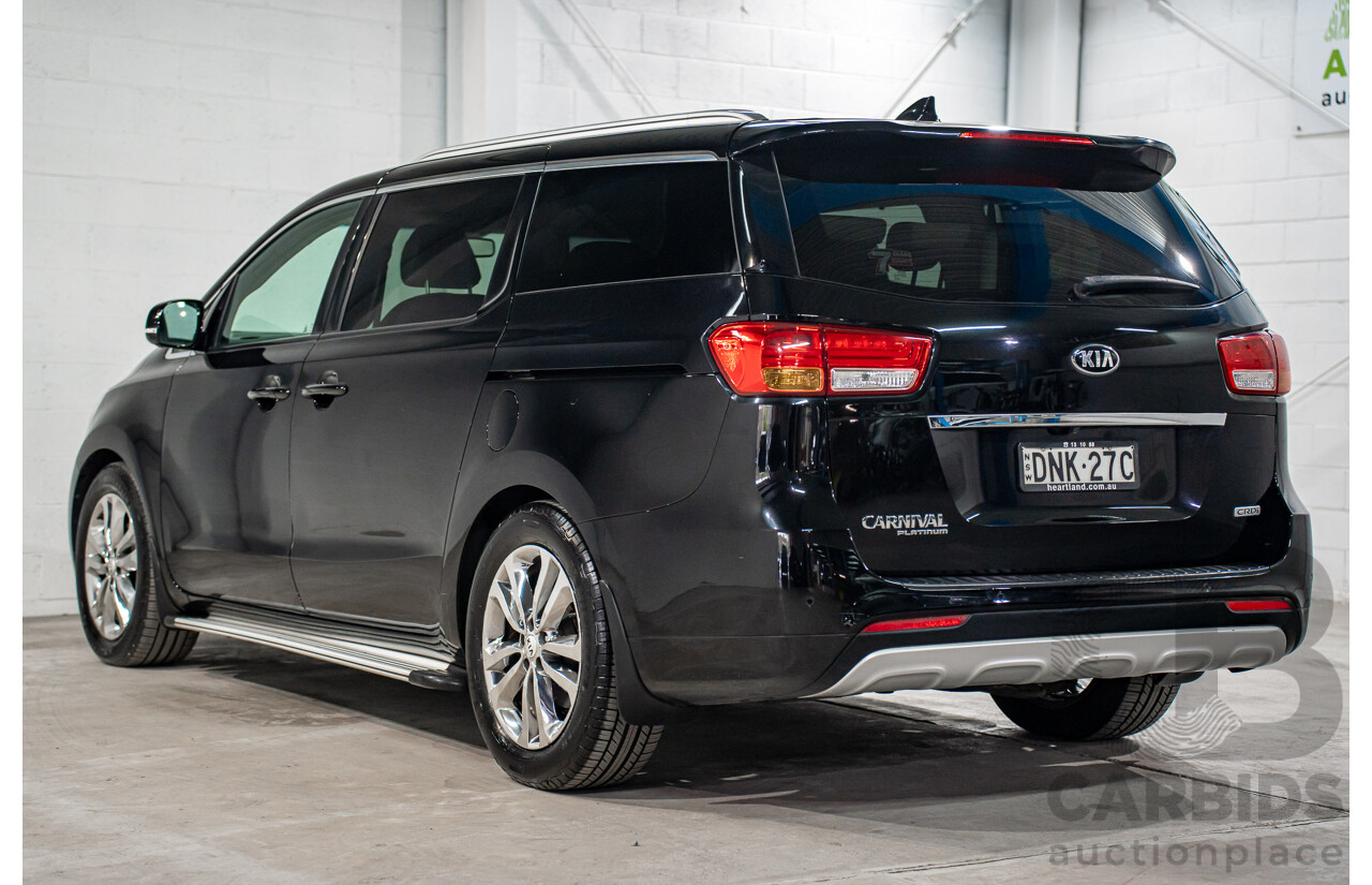06/2017 Kia Carnival Platinum (FWD) YP MY18 4d Wagon Aurora Black Pearl Turbo Diesel 2.2L