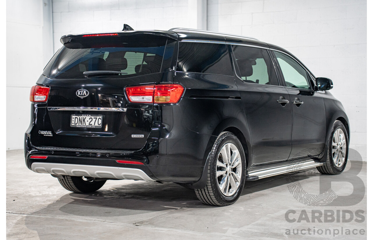 06/2017 Kia Carnival Platinum (FWD) YP MY18 4d Wagon Aurora Black Pearl Turbo Diesel 2.2L