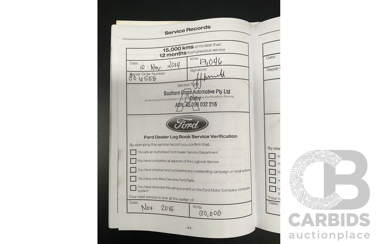 1/2014 Ford Ranger XL 3.2 (4x4) PX Dual C/Chas Cool White Turbo Diesel 3.2L