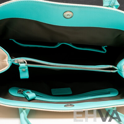 Tiffany & Co Leather Trim Canvas Tote Handbag