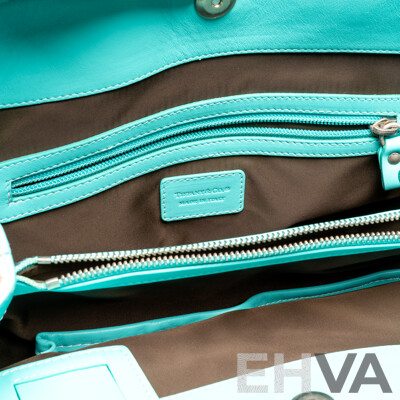 Tiffany & Co Leather Trim Canvas Tote Handbag