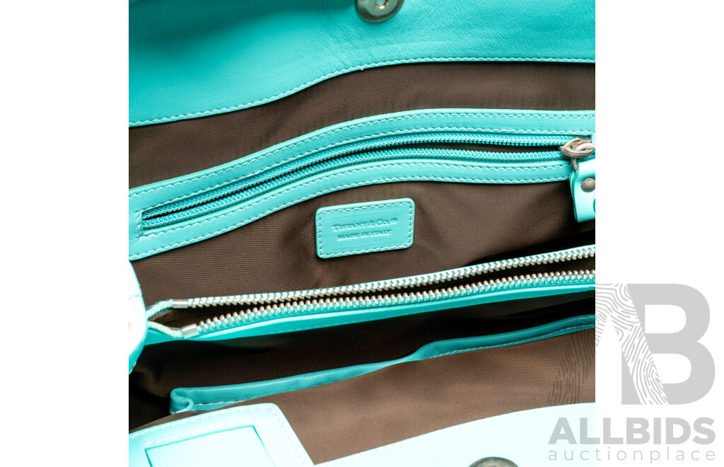 Tiffany & Co Leather Trim Canvas Tote Handbag