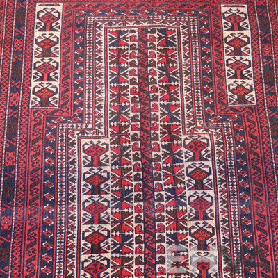 Hand Knotted Persian Baluchi Wool Prayer Rug with Tree of Life Design