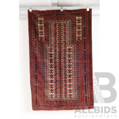 Hand Knotted Persian Baluchi Wool Prayer Rug with Tree of Life Design