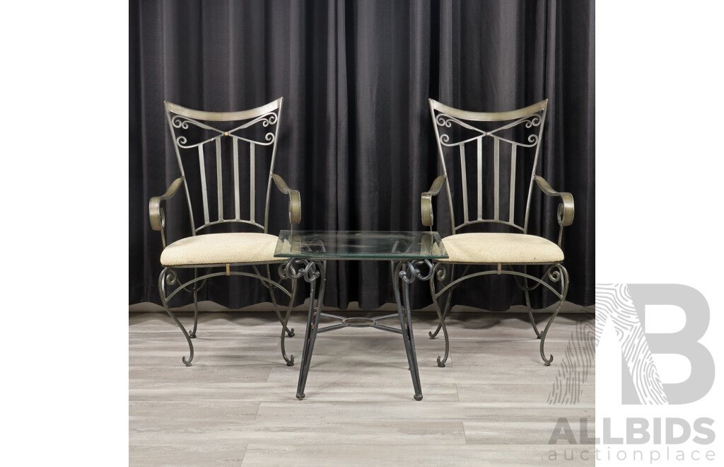 Modern Metal Three Piece Patio Suite