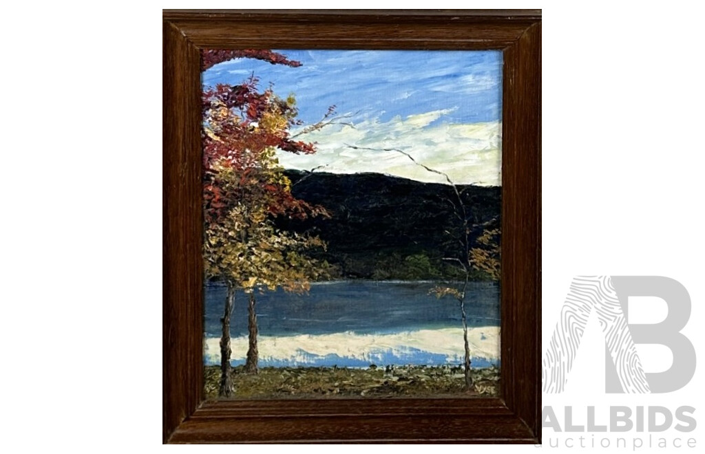 Vyse, (20th Century), Still Water Autumn Afternoon, Original Vintage Acrylic on Canvas, 56 x 48 cm (frame)