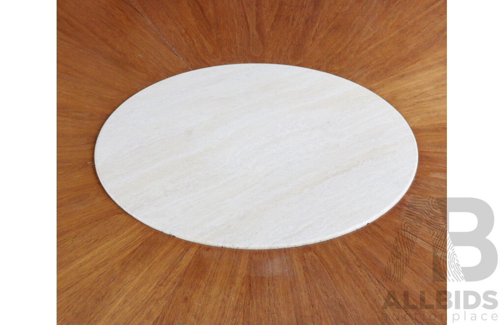 Single Pedestal Round Dining Table with Veneered Teak Top