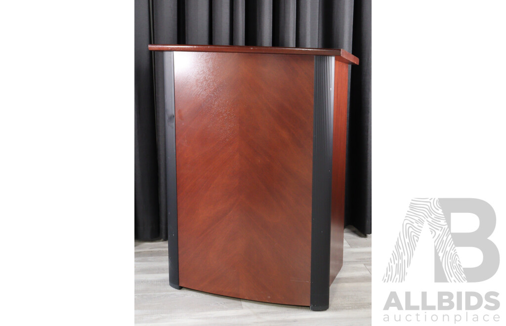 Modern Veneered Lectern with Cabinet Rear