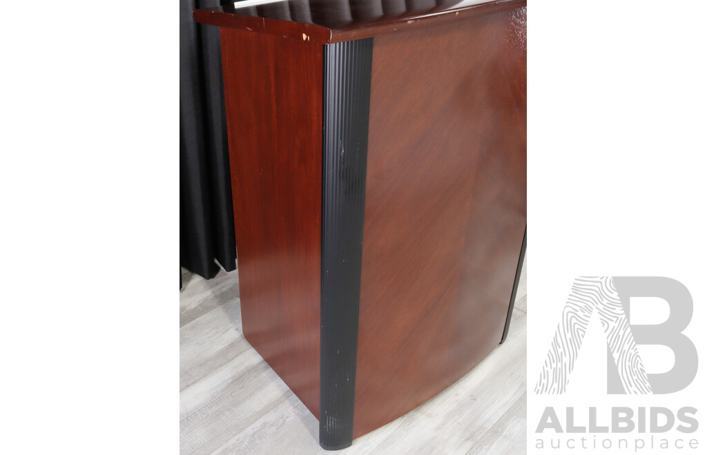 Modern Veneered Lectern with Cabinet Rear