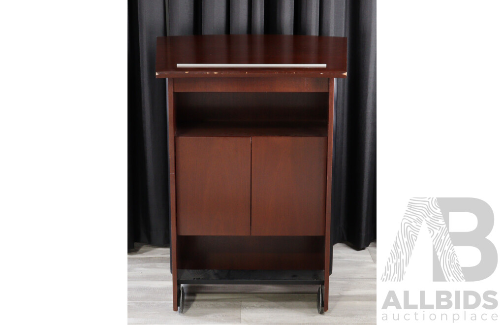 Modern Veneered Lectern with Cabinet Rear