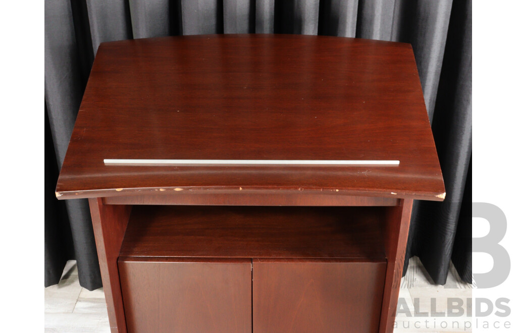 Modern Veneered Lectern with Cabinet Rear