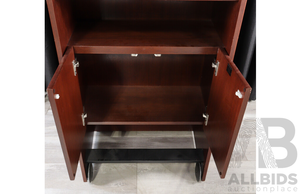 Modern Veneered Lectern with Cabinet Rear