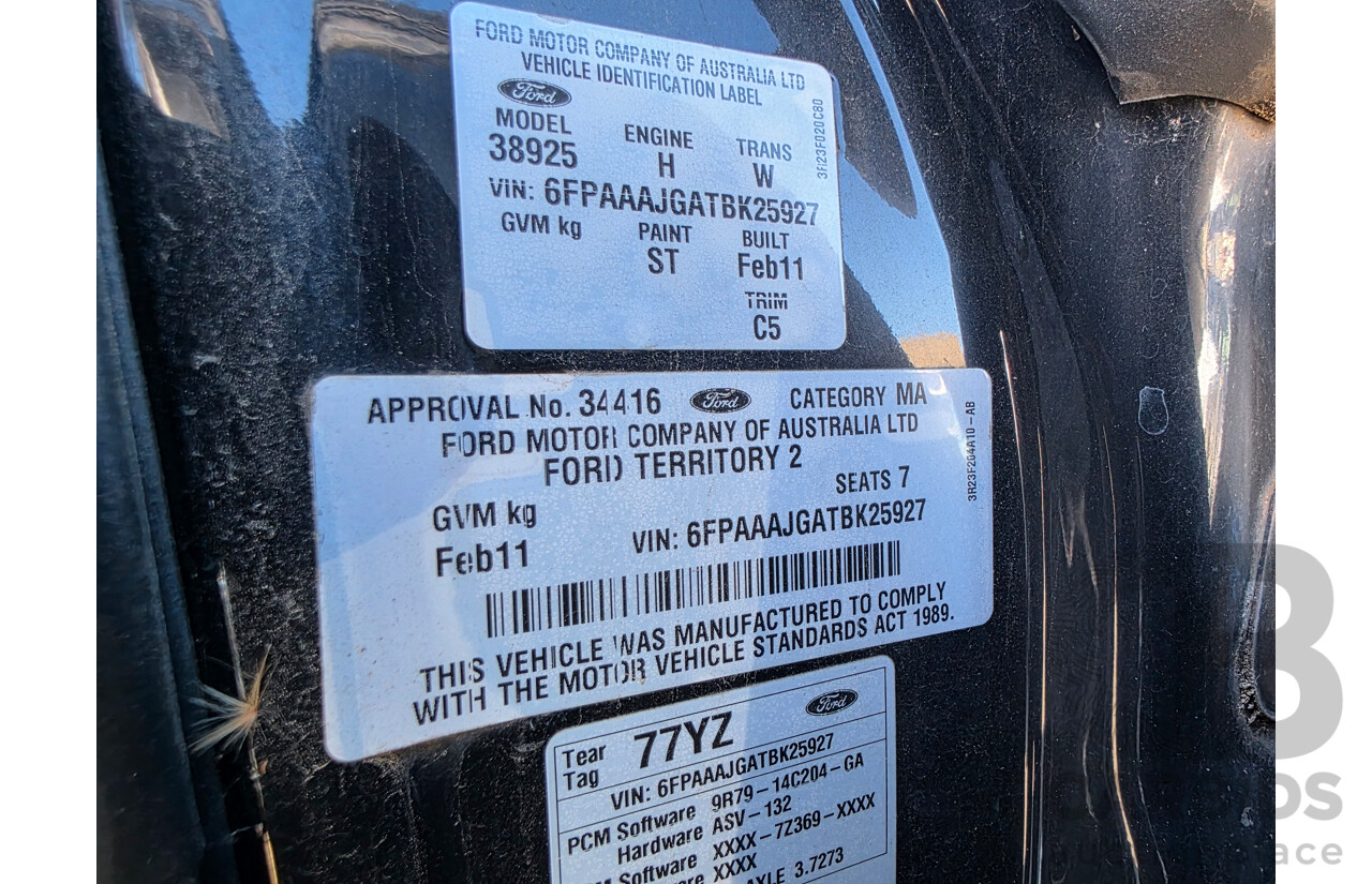 2/2011 Ford Territory TS Limited Edition (rwd) SY MKII 4d Wagon Black 4.0L