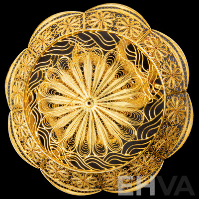Chinese Gilt Wire Work Dragon Presentation with Enamel Detail and Pearl of Wisdom, Contemporary