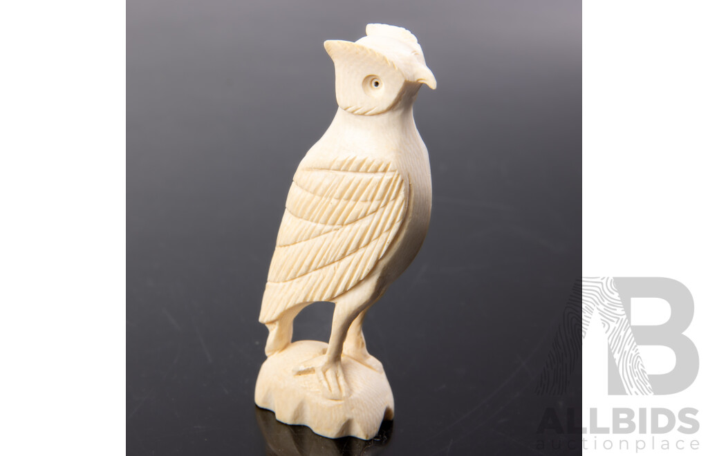 Vintage Chinese Carved Ivory Owl Bird Figure