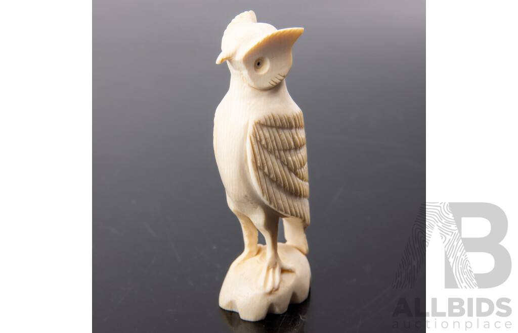 Vintage Chinese Carved Ivory Owl Bird Figure