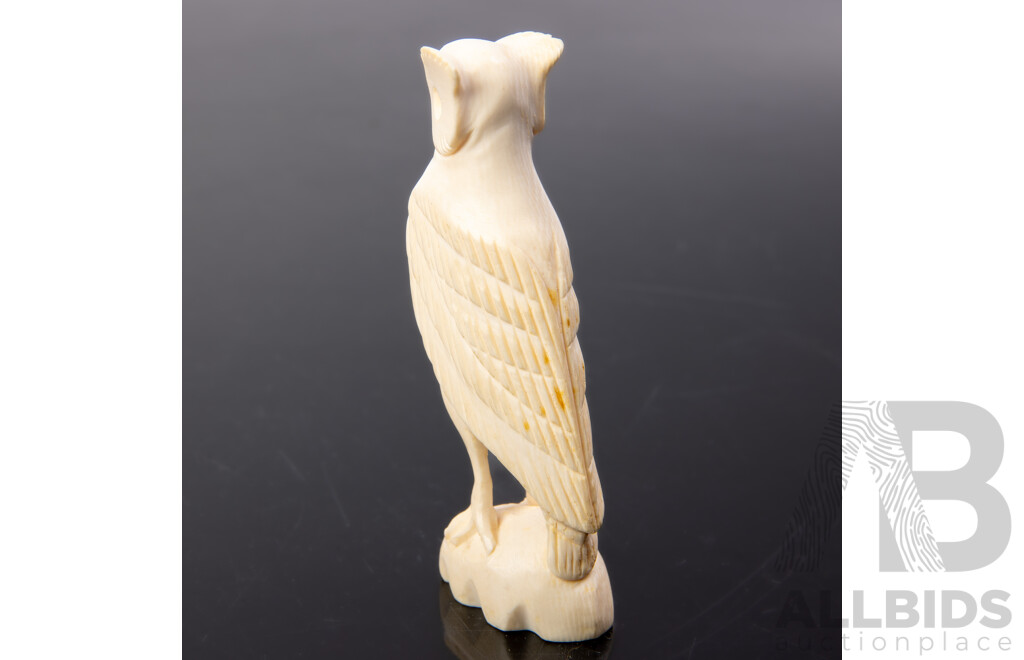 Vintage Chinese Carved Ivory Owl Bird Figure