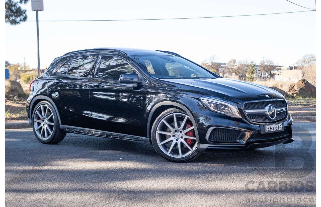 6/2015 Mercedes Benz GLA45 AMG 4matic (AWD) X156 MY15 4d Wagon Cosmos Black Metallic Turbo 2.0L
