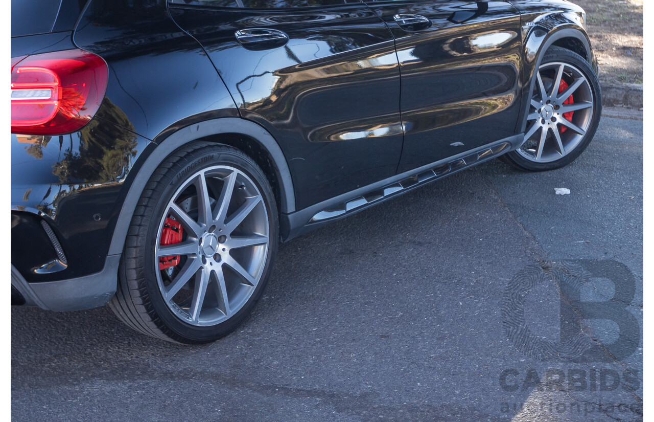 6/2015 Mercedes Benz GLA45 AMG 4matic (AWD) X156 MY15 4d Wagon Cosmos Black Metallic Turbo 2.0L