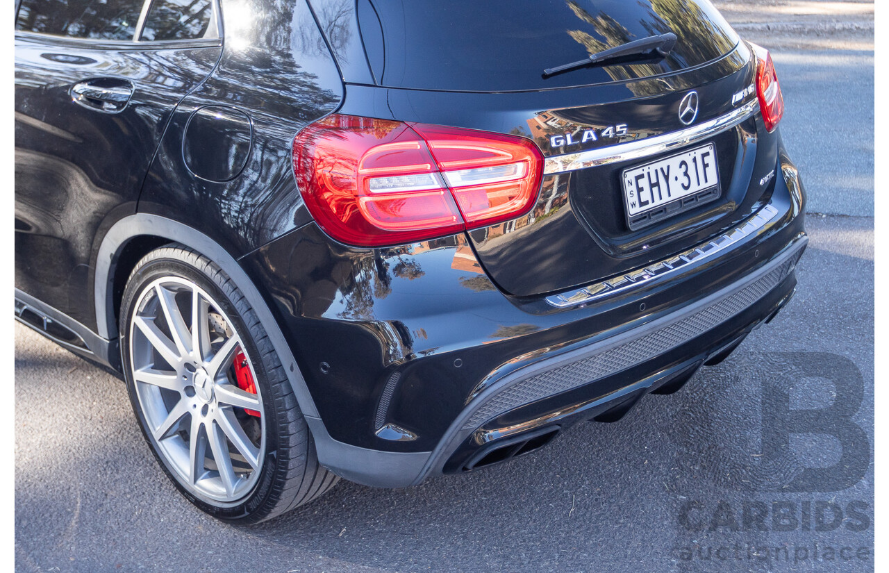 6/2015 Mercedes Benz GLA45 AMG 4matic (AWD) X156 MY15 4d Wagon Cosmos Black Metallic Turbo 2.0L