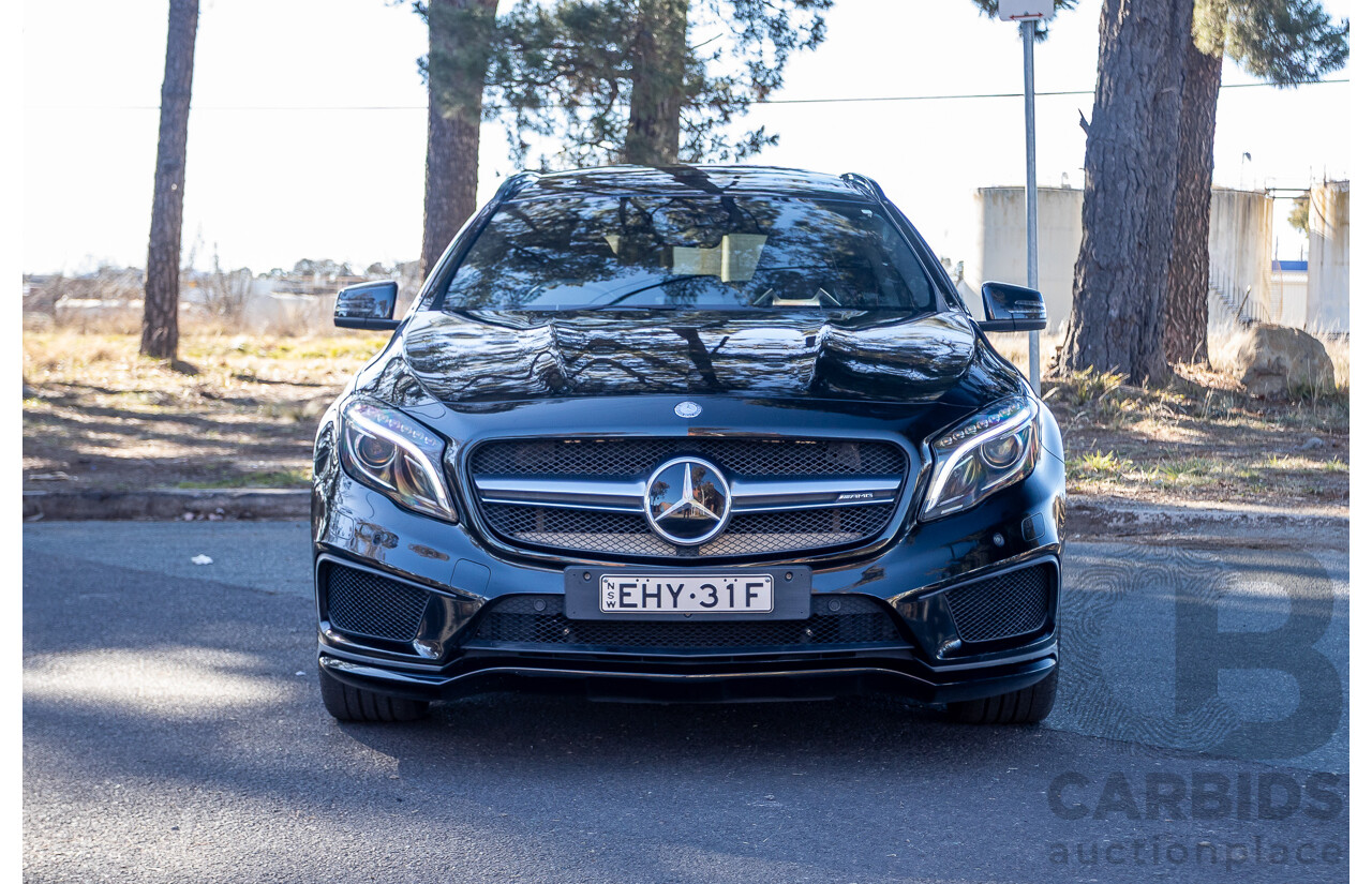 6/2015 Mercedes Benz GLA45 AMG 4matic (AWD) X156 MY15 4d Wagon Cosmos Black Metallic Turbo 2.0L