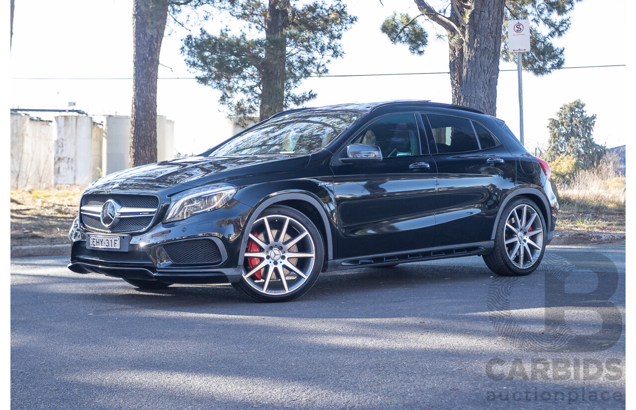 6/2015 Mercedes Benz GLA45 AMG 4matic (AWD) X156 MY15 4d Wagon Cosmos Black Metallic Turbo 2.0L