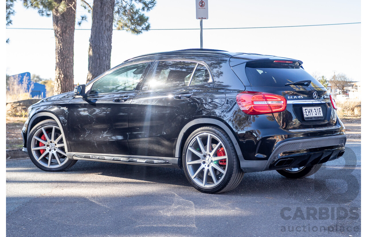 6/2015 Mercedes Benz GLA45 AMG 4matic (AWD) X156 MY15 4d Wagon Cosmos Black Metallic Turbo 2.0L
