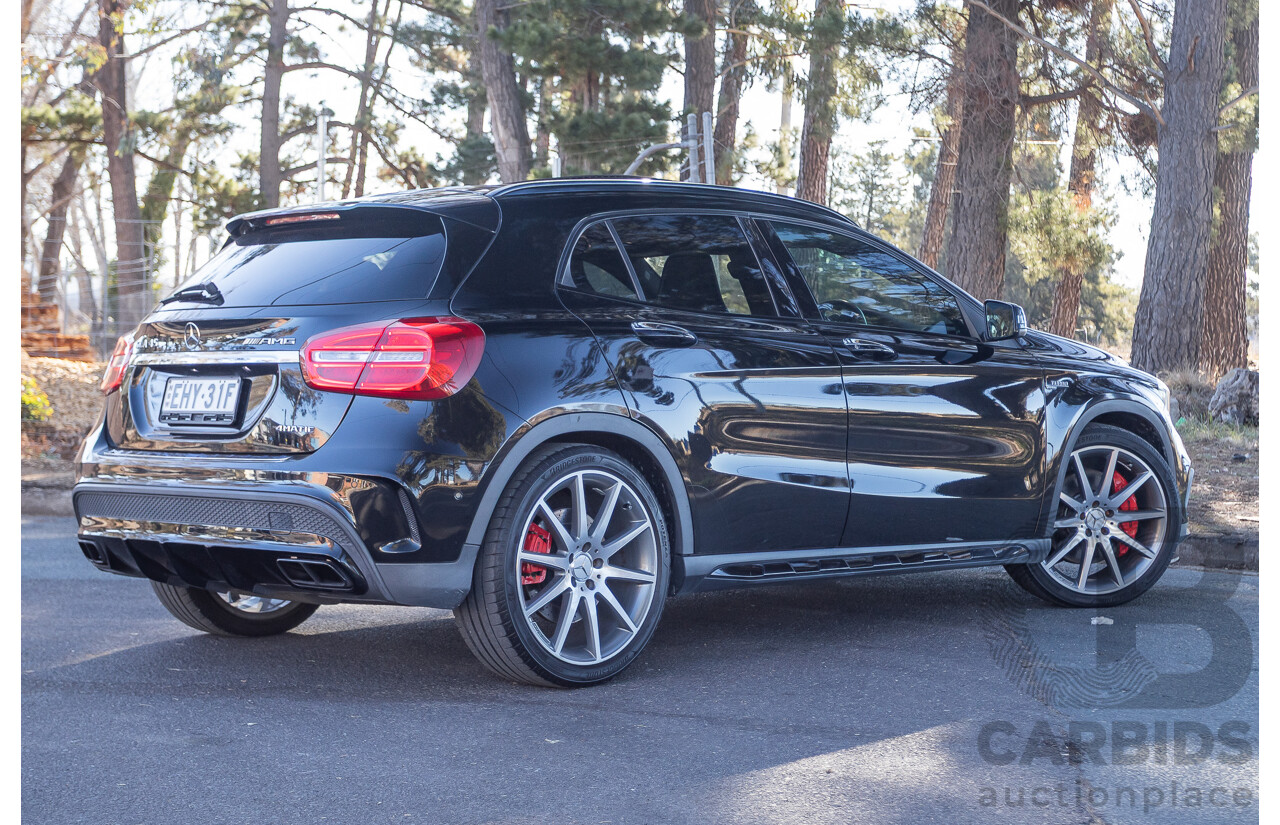 6/2015 Mercedes Benz GLA45 AMG 4matic (AWD) X156 MY15 4d Wagon Cosmos Black Metallic Turbo 2.0L
