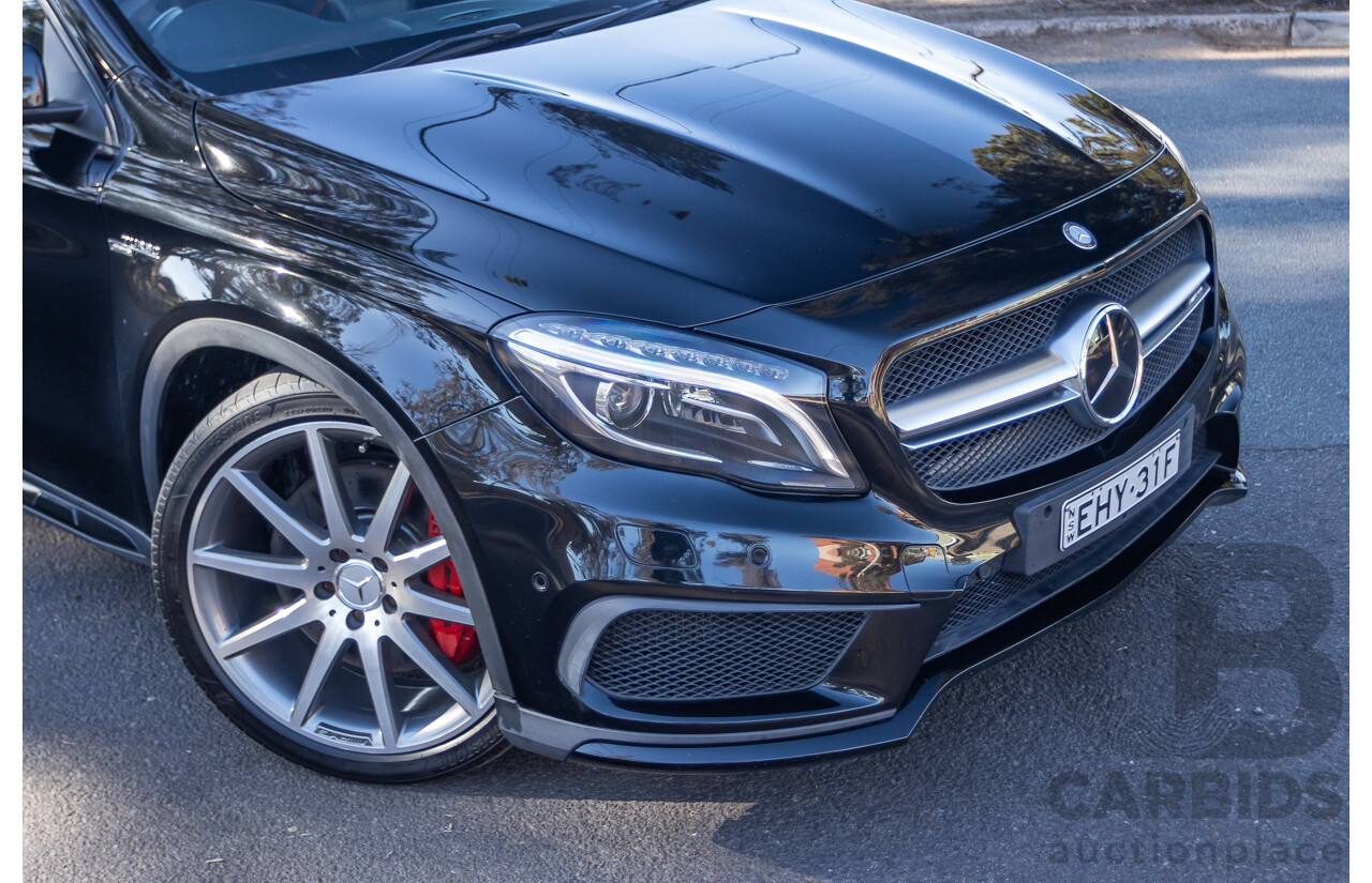 6/2015 Mercedes Benz GLA45 AMG 4matic (AWD) X156 MY15 4d Wagon Cosmos Black Metallic Turbo 2.0L