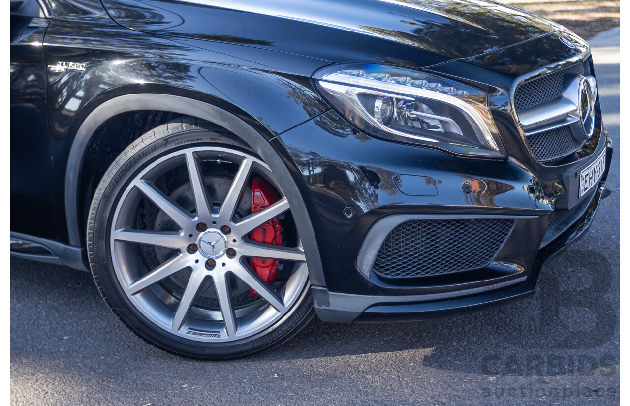 6/2015 Mercedes Benz GLA45 AMG 4matic (AWD) X156 MY15 4d Wagon Cosmos Black Metallic Turbo 2.0L