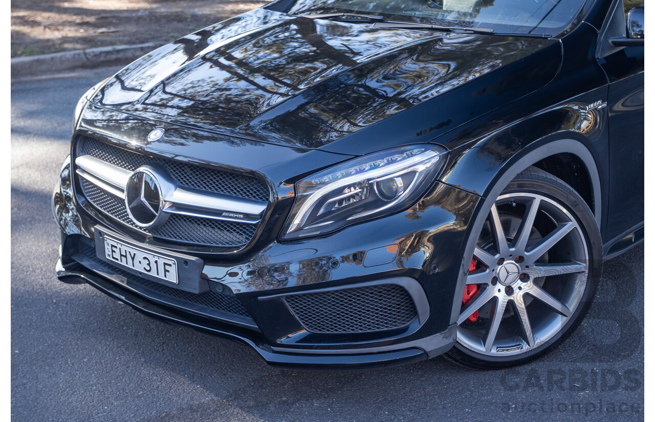 6/2015 Mercedes Benz GLA45 AMG 4matic (AWD) X156 MY15 4d Wagon Cosmos Black Metallic Turbo 2.0L
