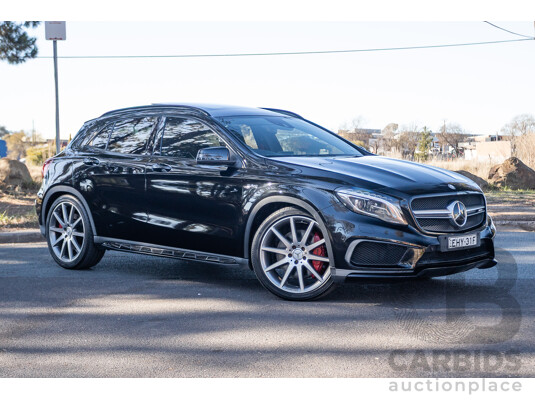 6/2015 Mercedes Benz GLA45 AMG 4matic (AWD) X156 MY15 4d Wagon Cosmos Black Metallic Turbo 2.0L
