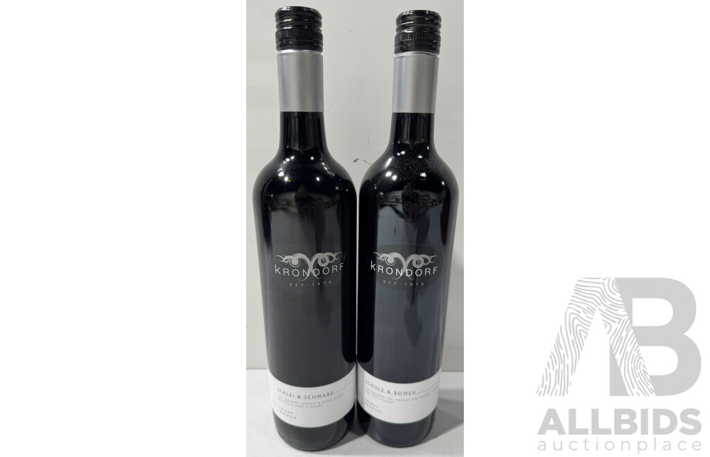 Two Bottles of Krondorf Scalzi & Schwarz Shiraz Vintage 2012 & 2013
